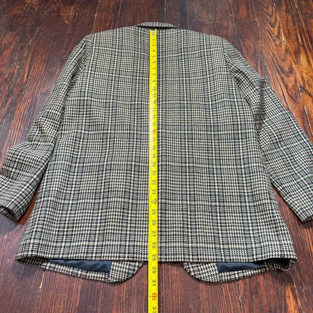 Vintage Sag Harbor Blazer Womens 14 Brown Black Houndstooth Academia Wool Grunge